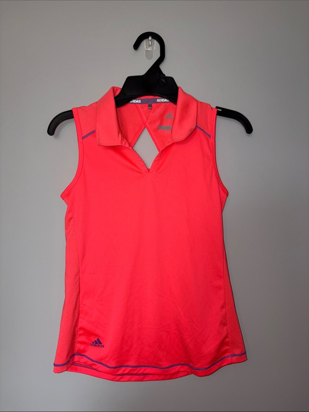 adidas Girls Bright Pink Sleeveless Polo Tank Top Youth Small